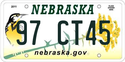 NE license plate 97CT45