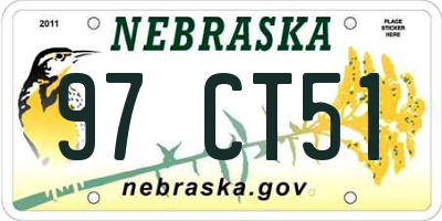 NE license plate 97CT51