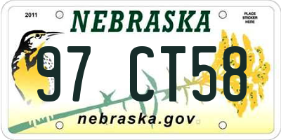 NE license plate 97CT58