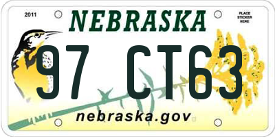 NE license plate 97CT63
