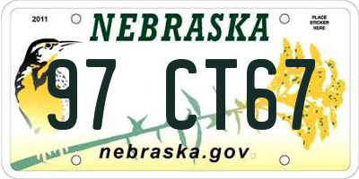 NE license plate 97CT67