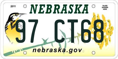 NE license plate 97CT68