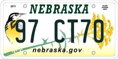 NE license plate 97CT70