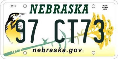NE license plate 97CT73