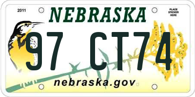NE license plate 97CT74