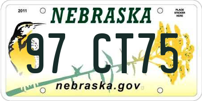 NE license plate 97CT75