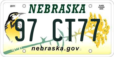 NE license plate 97CT77