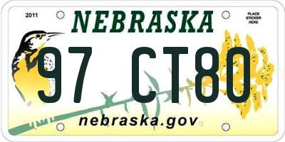 NE license plate 97CT80