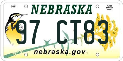 NE license plate 97CT83