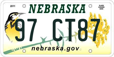 NE license plate 97CT87