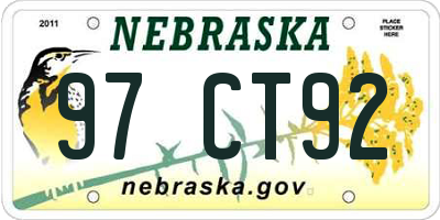 NE license plate 97CT92
