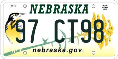 NE license plate 97CT98