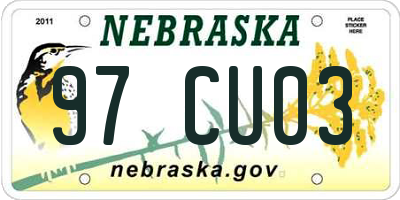 NE license plate 97CU03