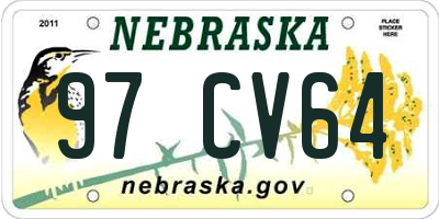 NE license plate 97CV64