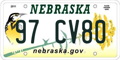 NE license plate 97CV80