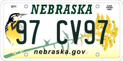NE license plate 97CV97