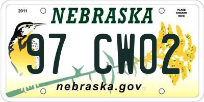 NE license plate 97CW02