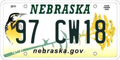 NE license plate 97CW18