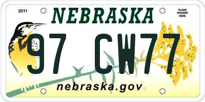 NE license plate 97CW77