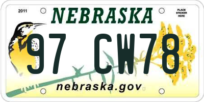 NE license plate 97CW78
