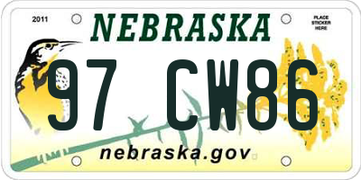 NE license plate 97CW86