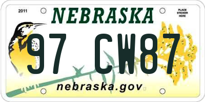 NE license plate 97CW87