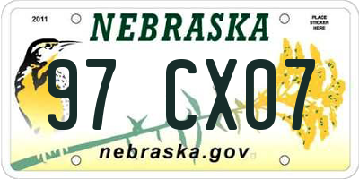 NE license plate 97CX07