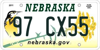 NE license plate 97CX55