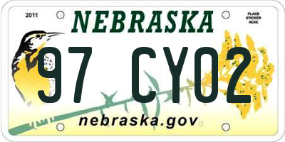 NE license plate 97CY02