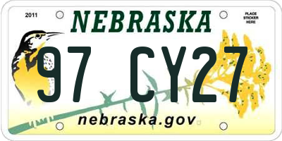 NE license plate 97CY27