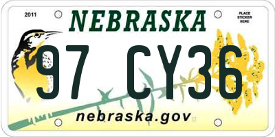 NE license plate 97CY36