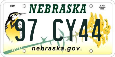 NE license plate 97CY44