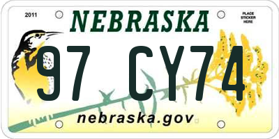 NE license plate 97CY74