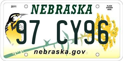 NE license plate 97CY96