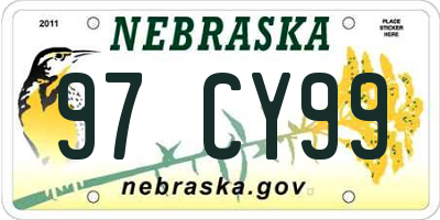 NE license plate 97CY99