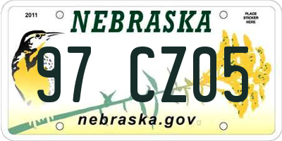 NE license plate 97CZ05