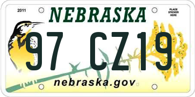NE license plate 97CZ19