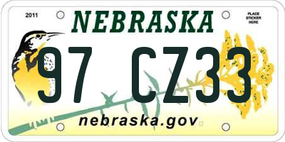 NE license plate 97CZ33