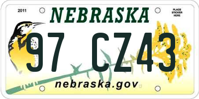 NE license plate 97CZ43