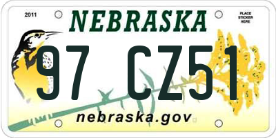 NE license plate 97CZ51
