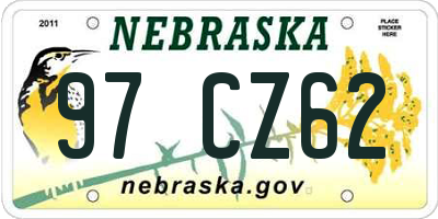 NE license plate 97CZ62