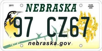 NE license plate 97CZ67