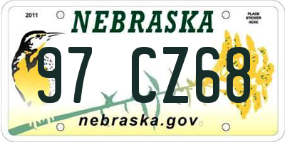 NE license plate 97CZ68