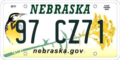 NE license plate 97CZ71