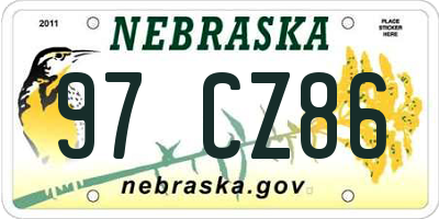 NE license plate 97CZ86