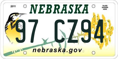 NE license plate 97CZ94