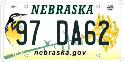 NE license plate 97DA62