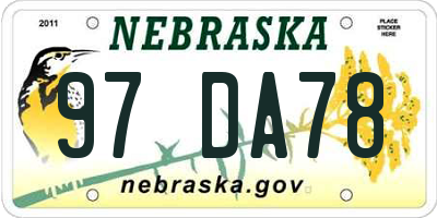NE license plate 97DA78