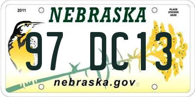 NE license plate 97DC13