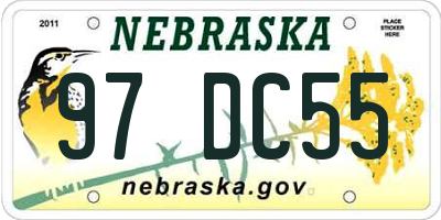 NE license plate 97DC55